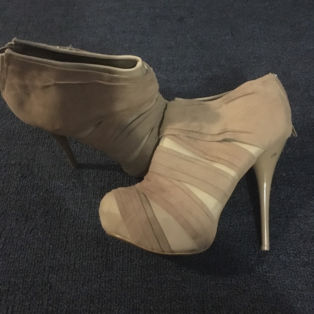 Cream high heel booties size 9
